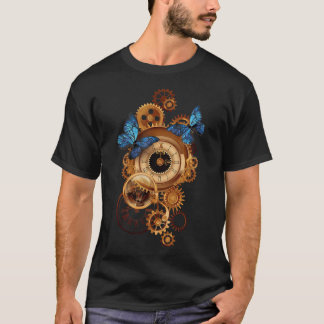 Steampunk Clock Gear and Butterflies  Retro T-shirt