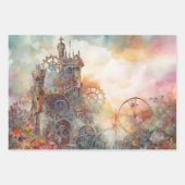 Steampunk Clock Gear Towers inpakpapier Vel (Voorkant 3)