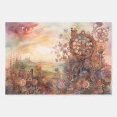 Steampunk Clock Gear Towers inpakpapier Vel (Voorkant 2)