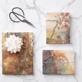 Steampunk Clock Gear Towers inpakpapier Vel