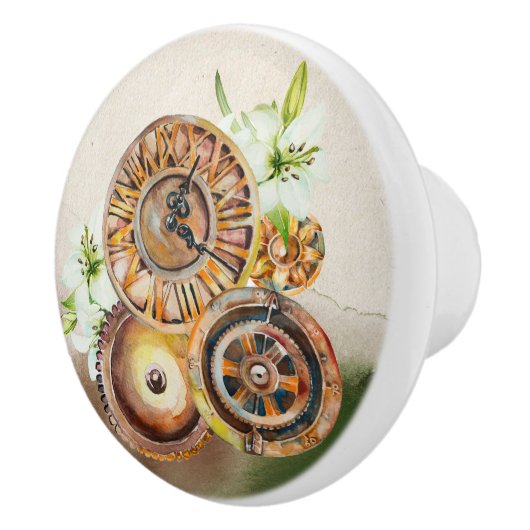 Steampunk Clock Gears |  toren Keramische Knop (Rechts)