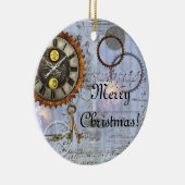 Steampunk Clock-kerstversiering Keramisch Ornament (Rechts)