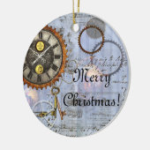 Steampunk Clock-kerstversiering Keramisch Ornament (Links)