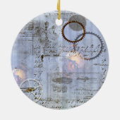 Steampunk Clock-kerstversiering Keramisch Ornament (Achterkant)