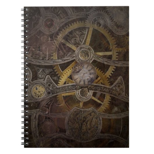 Steampunk Clock-tandwielen notebook Notitieboek (Voorkant)