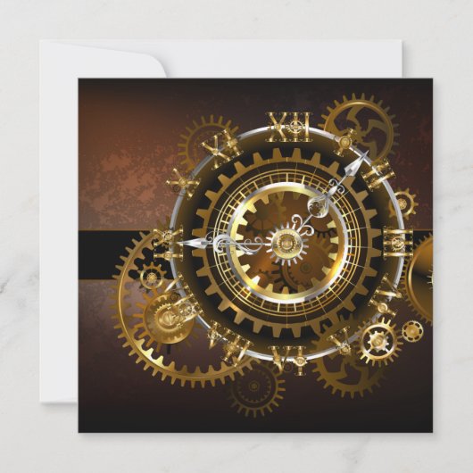 Steampunk clock with antique gears aankondiging (Voorkant)