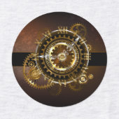 Steampunk clock with antique gears labels (Design 1)
