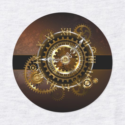 Steampunk clock with antique gears labels (Design 1)