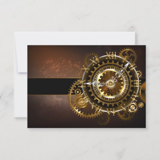 Steampunk clock with antique gears RSVP kaartje (Voorkant)