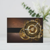 Steampunk clock with antique gears RSVP kaartje (Staand voorkant)
