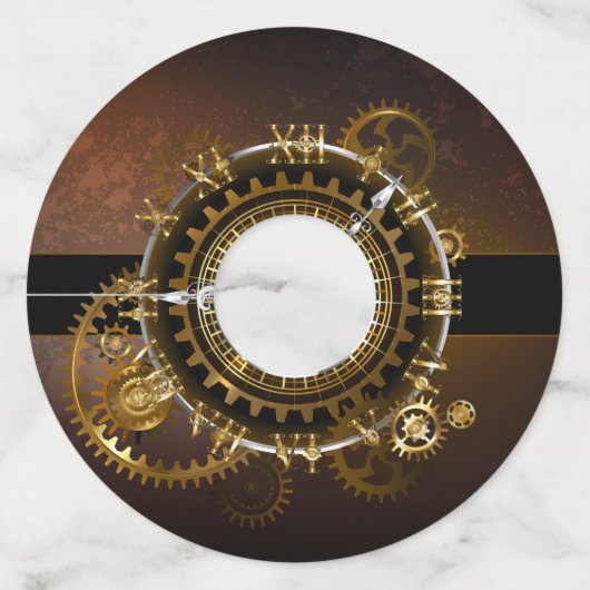 Steampunk clock with antique gears wijnglaslabel (Achterkant)