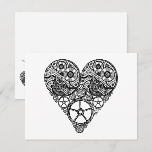 Steampunk Clock Works en Gear Heart Valentijn (Voorkant / Achterkant)