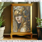 Steampunk Clockpunk Metallic Woman CV3 Decoupage Tissuepapier