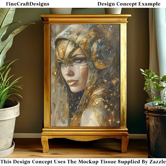 Steampunk Clockpunk Metallic Woman CV3 Decoupage Tissuepapier