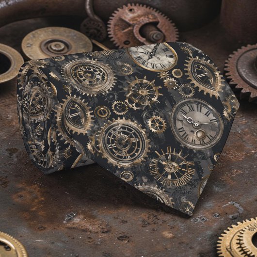 Steampunk Clocks Custom Necktie Tie Stropdas