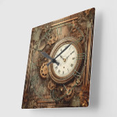 Steampunk Clocks & Gears Wall Clock Vierkante Klok (Hoek)