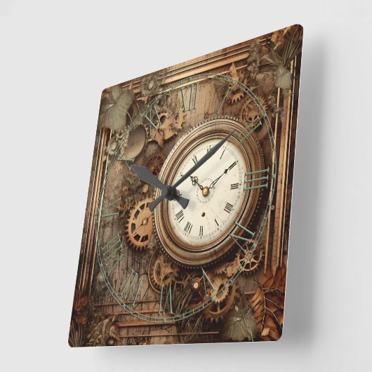 Steampunk Clocks & Gears Wall Clock Vierkante Klok (Hoek)