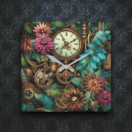 Steampunk Clocks & Gears Wall Clock Vierkante Klok