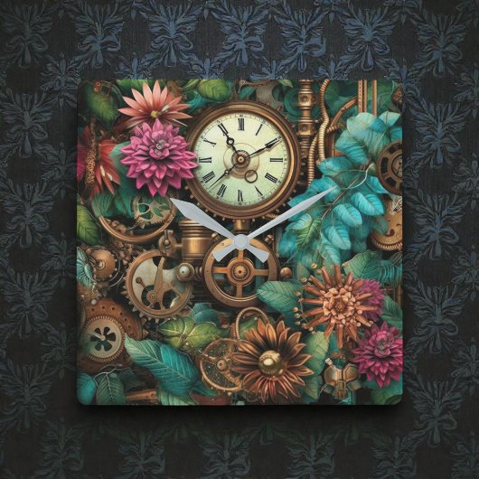 Steampunk Clocks & Gears Wall Clock Vierkante Klok