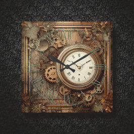 Steampunk Clocks & Gears Wall Clock Vierkante Klok
