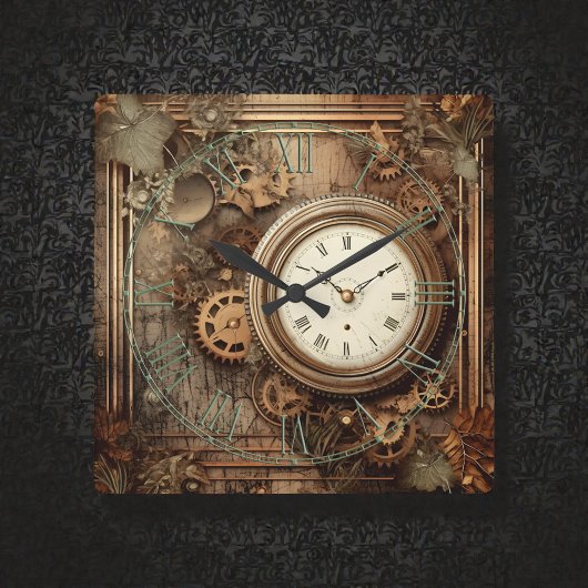 Steampunk Clocks & Gears Wall Clock Vierkante Klok