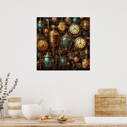 Steampunk Clocks Poster (Keuken)