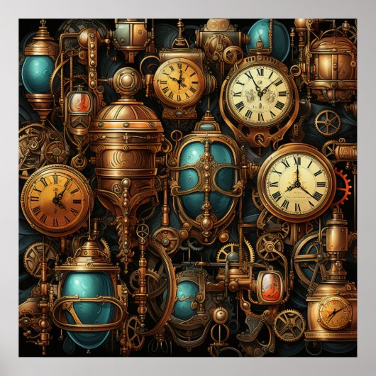 Steampunk Clocks Poster (Voorkant)