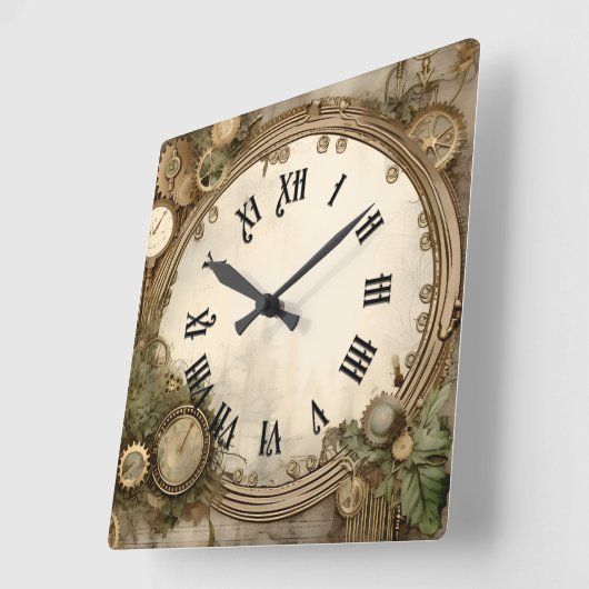 Steampunk Clocks Wall Clock Vierkante Klok (Hoek)