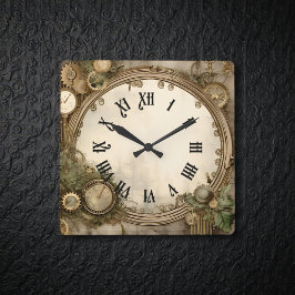 Steampunk Clocks Wall Clock Vierkante Klok