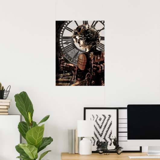steampunk clocktower poster (Thuiskantoor)