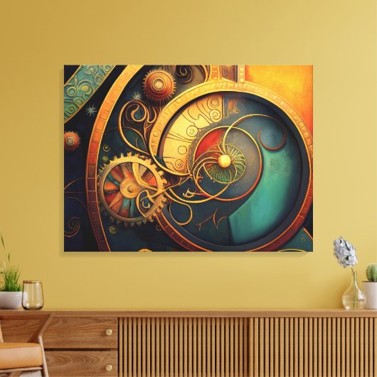 Steampunk Clockwork Abstract Design Canvas Afdruk (Insitu (Woonkamer))