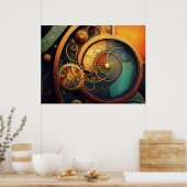 Steampunk Clockwork Abstract Design Poster (Keuken)