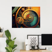 Steampunk Clockwork Abstract Design Poster (Thuiskantoor)