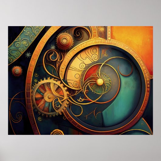 Steampunk Clockwork Abstract Design Poster (Voorkant)