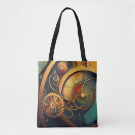Steampunk Clockwork Abstract Design Tote Bag