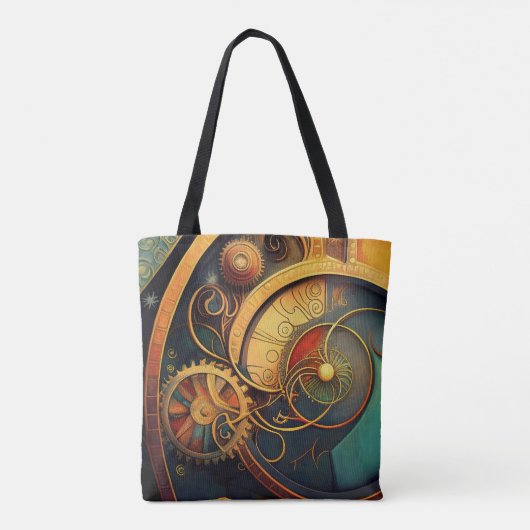 Steampunk Clockwork Abstract Design Tote Bag (Achterkant)