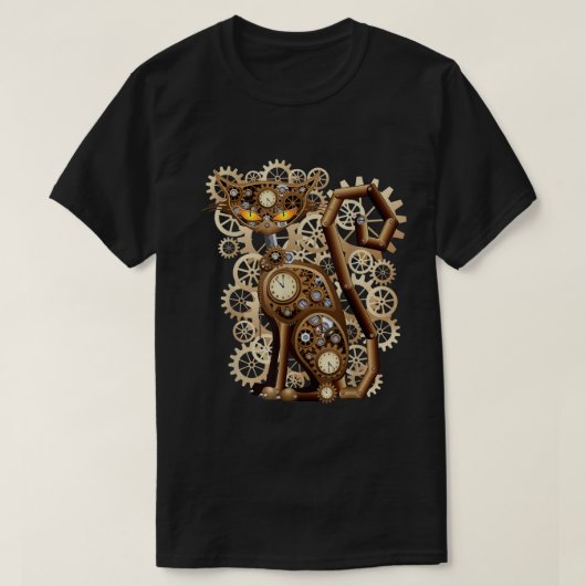 Steampunk Clockwork Cat T-shirt (Design voorkant)