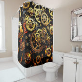 Steampunk Clockwork Gears 1004 Douchegordijn (In situ)