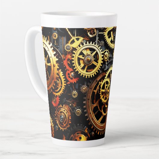 Steampunk Clockwork Gears 1004 Latte Mok (Linkerhoek)