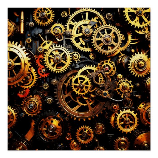Steampunk Clockwork Gears 1004 Perfect Poster (Voorkant)