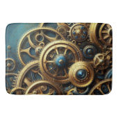 Steampunk Clockwork Gold and Teal Badmat (Voorkant)