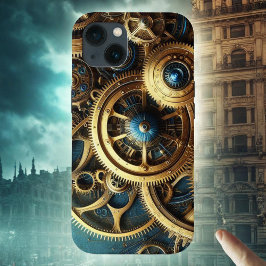 Steampunk Clockwork Gold en Blauwgroen Case-Mate iPhone Case