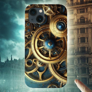 Steampunk Clockwork Gold en Blauwgroen Case-Mate iPhone Case