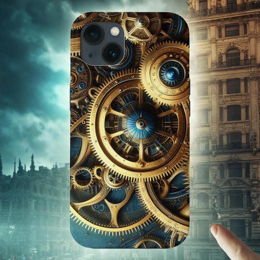Steampunk Clockwork Gold en Blauwgroen Case-Mate iPhone Case