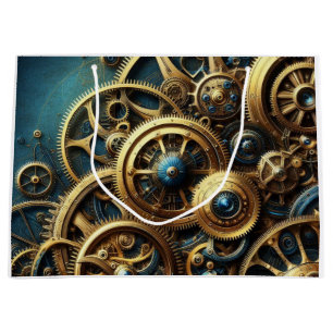 Steampunk Clockwork Gold en Blauwgroen Groot Cadeauzakje
