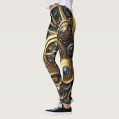Steampunk Clockwork Gold en Blauwgroen Leggings (Links)