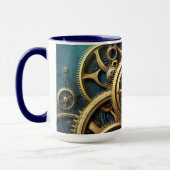 Steampunk Clockwork Gold en Blauwgroen Mok (Links)