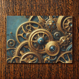 Steampunk Clockwork Gold en Blauwgroen Tissuepapier