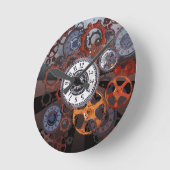Steampunk clockwork pattern rustic ronde klok (Hoek)