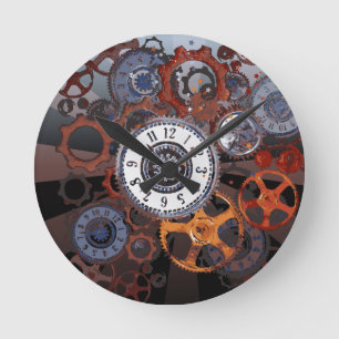 Steampunk clockwork pattern rustic ronde klok